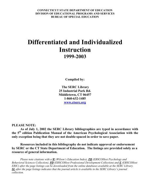 Differentiated and Individualized Instruction - The State Education ...