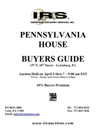 PENNSYLVANIA HOUSE BUYERS GUIDE - IRS Auctions!