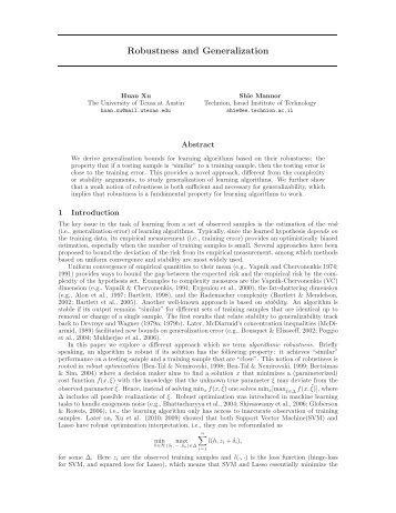 [O3] Robustness and Generalization. - Iisc.ernet.in