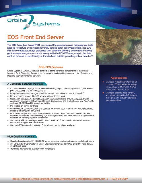 EOS-FES Data Sheet - Orbital Systems