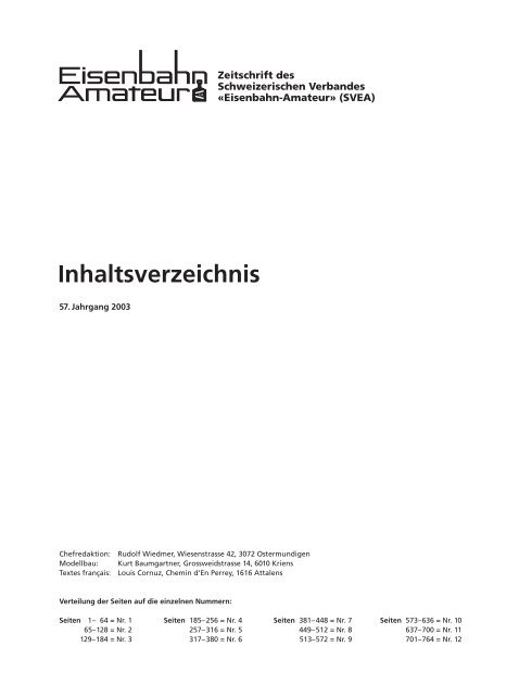 Inhaltsverzeichnis - Eisenbahn Amateur