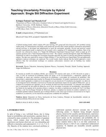 Single Slit Diffraction Experiment - Latin-American Journal of ...