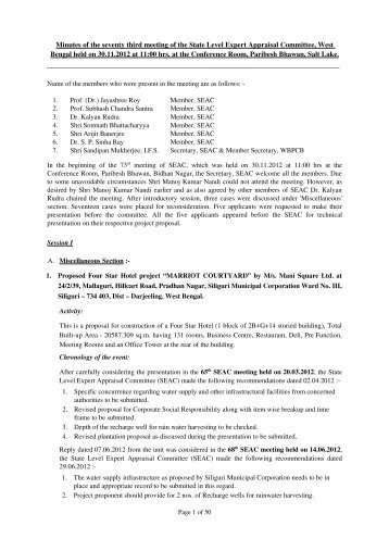 Minutes of 73rd SEAC meeting on 30.11.2012 - West Bengal ...