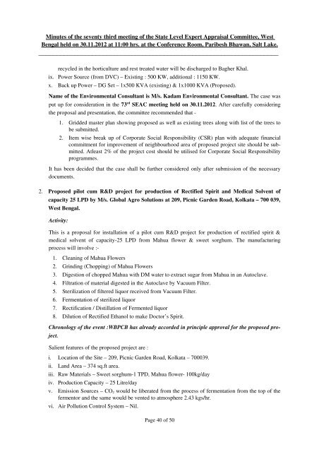 Minutes of 73rd SEAC meeting on 30.11.2012 - West Bengal ...