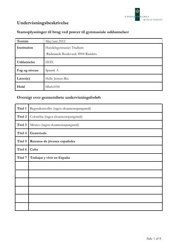 Undervisningsbeskrivelse - Tradium