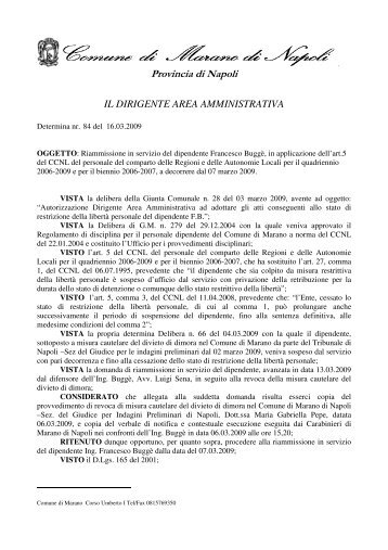 Determina Area Amministrativa n. 84/2009 - Comune di Marano di ...