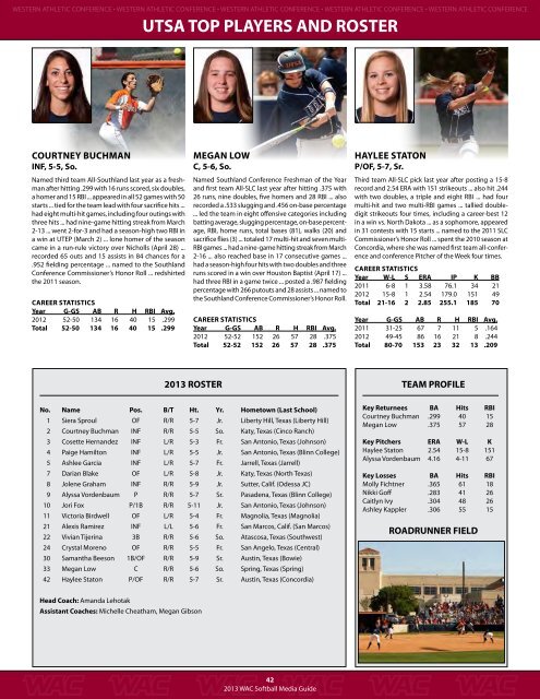 2013 WAC Softball Media Guide - Western Athletic Conference