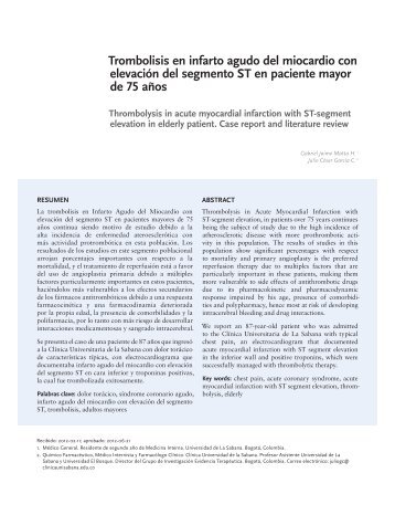 Trombolisis en infarto agudo del miocardio con elevaciÃ³n del ...