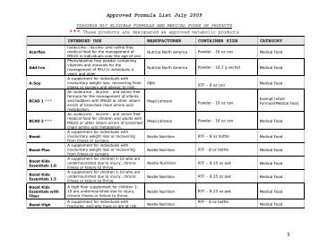 Virginia wic eligible formulas and medical foods or