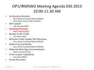 OP1/IRMSWG Meeting Agenda DSS 2013 10:00-11:30 AM