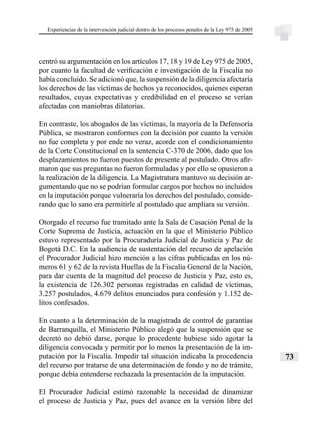 El Proceso Penal de Justicia y Paz del Ministerio PÃºblico