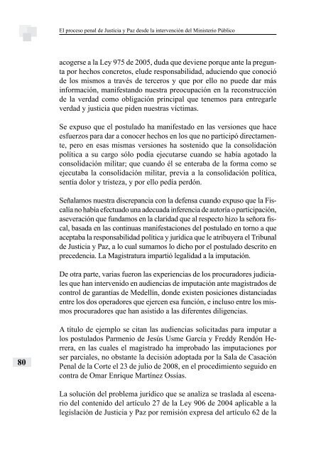 El Proceso Penal de Justicia y Paz del Ministerio PÃºblico