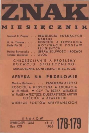 Nr 178-179, kwiecieÅ-maj 1969 - Znak