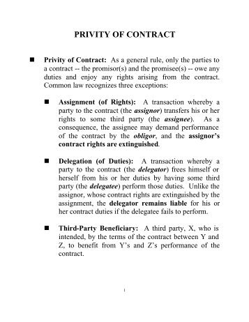 PRIVITY OF CONTRACT