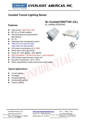 SL-Caveled/100277AC (UL) Caveled Tunnel ... - Everlight.com