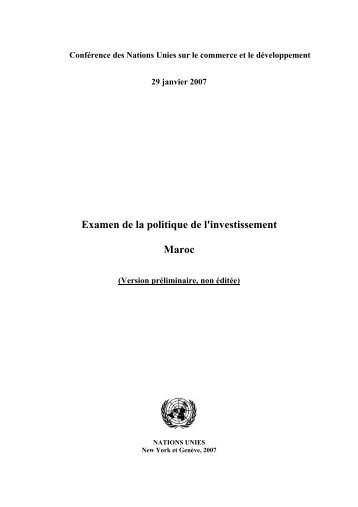 Examen de la politique de l'investissement Maroc - Transparency