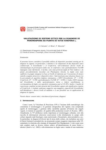 VALUTAZIONE DI SISTEMI OTTICI PER LA DIAGNOSI DI ... - AIIA2011