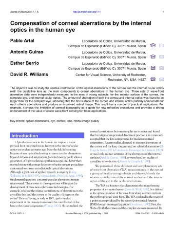 Compensation of corneal aberrations by the ... - Journal of Vision