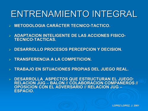 EL ENTRENAMIENTO INTEGRADO EN FUTBOL SALA