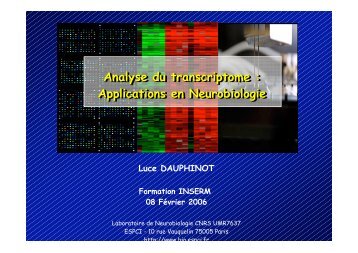 Analyse du transcriptome : Applications en Neurobiologie Analyse ...