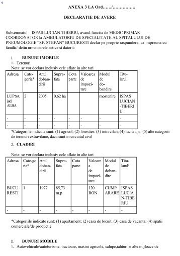 DECLARATIE DE AVERE Subsemnatul ISPAS LUCIAN-TIBERIU ...