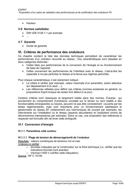 Proposition d'un cadre de validation des performances et de ...