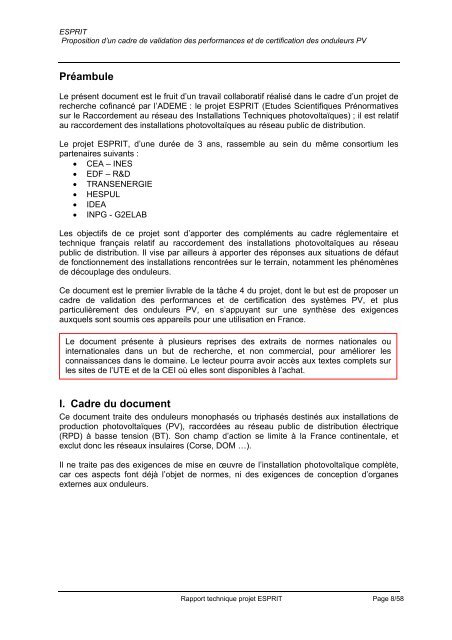 Proposition d'un cadre de validation des performances et de ...