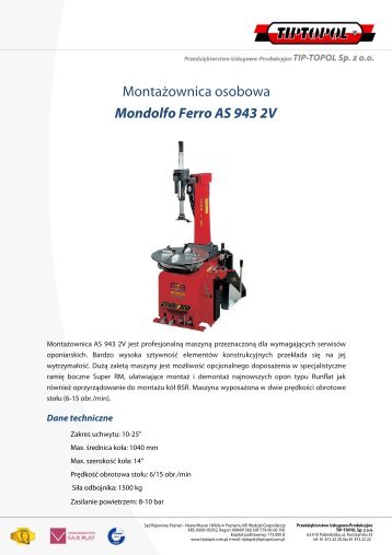 MontaÅ¼ownica osobowa Mondolfo Ferro AS 943 2V - TIPTOPOL
