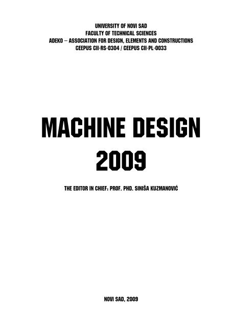 UNIVERSITY OF NOVI SAD FACULTY OF ... - Machine Design