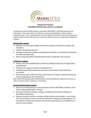 Administrative Services Coordinator RFP and Job Description