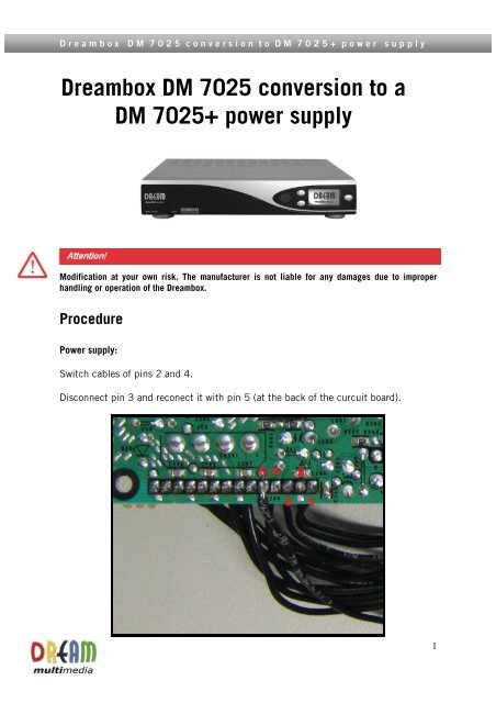 Dreambox DM 7025 conversion to a DM 7025+ power supply
