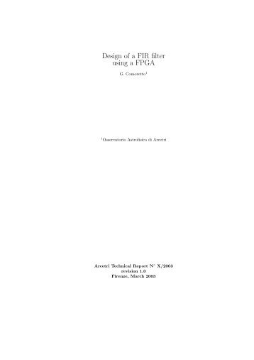 Design of a FIR filter using a FPGA - Osservatorio Astrofisico di Arcetri