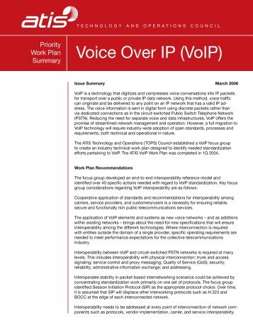 Voice Over IP (VoIP) - ATIS
