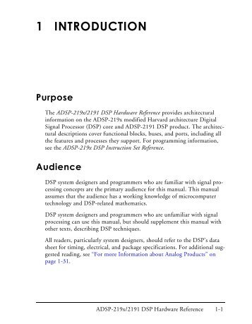 ADSP-219x/2191 DSP Hardware Reference, Introduction