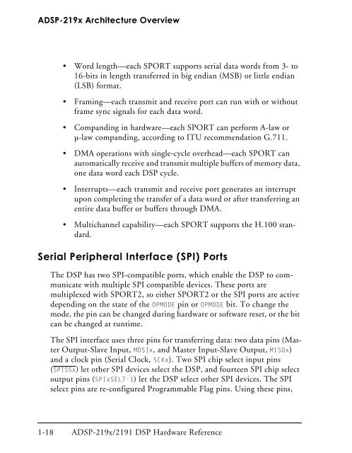 ADSP-219x/2191 DSP Hardware Reference, Introduction