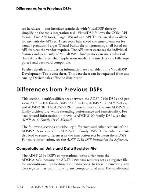 ADSP-219x/2191 DSP Hardware Reference, Introduction