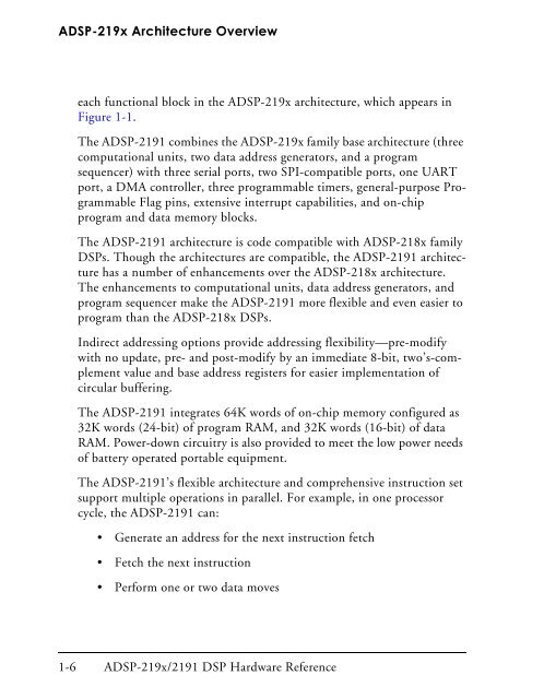 ADSP-219x/2191 DSP Hardware Reference, Introduction