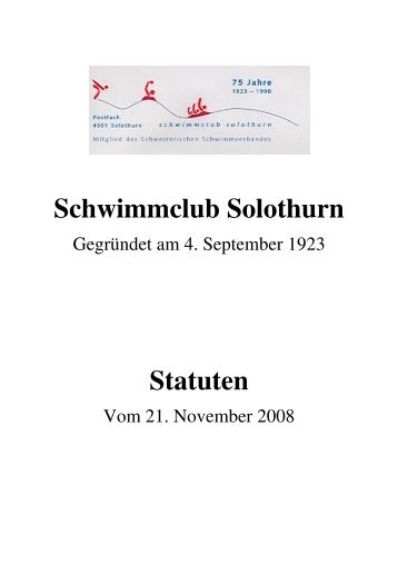 Schwimmclub Solothurn Statuten - Schwimmclub Solothurn SCSO