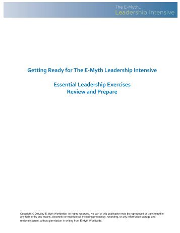 Getting Ready for The E-Myth Leadership Intensive Essential ...