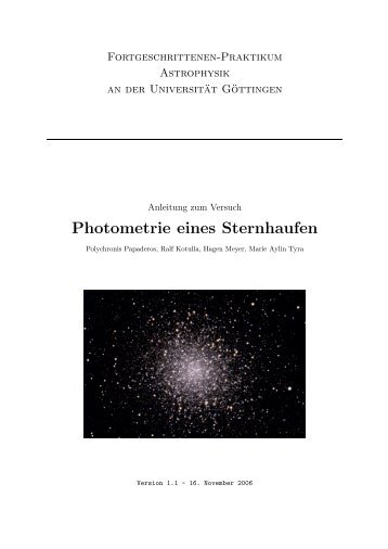 Photometrie eines Sternhaufen - Astro F-Praktikum Göttingen