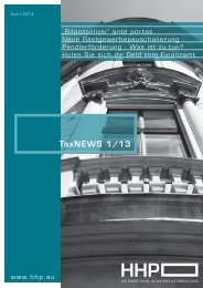 TaxNEWS 1/13 - HHP - Hammerschmied Hohenegger und Partner