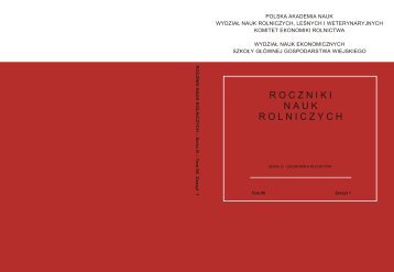 Roczniki Nauk Rolniczych, Seria G, T. 96, z. 1, 2009 - WydziaÅ Nauk ...