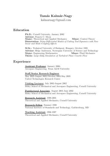 Resume - Department of Aerospace Engineering - Texas A&M ...