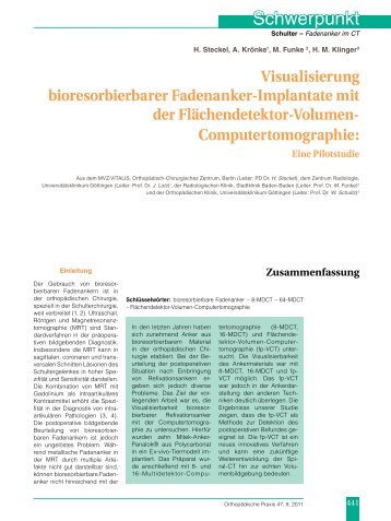 Visualisierung bioresorbierbarer Fadenanker-Implantate mit der ...