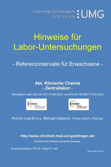 Hinweise für Labor-Untersuchungen - clinchem.med.uni-goettingen.de