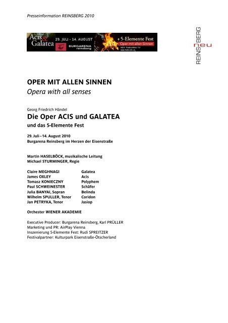Die Oper ACIS und GALATEA - kulturmanager.at