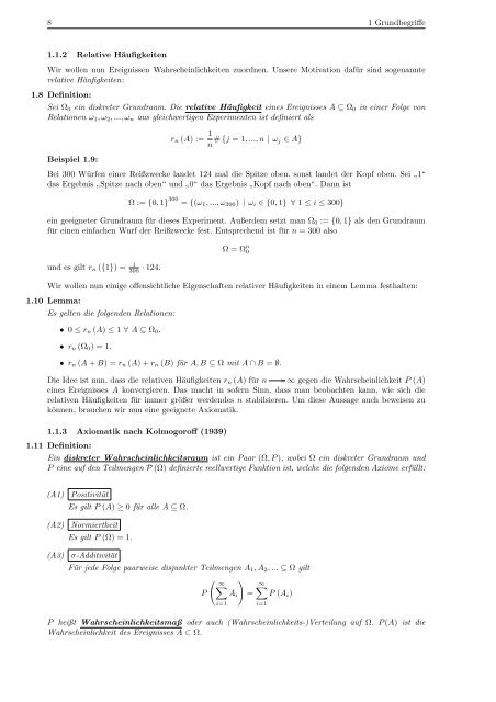 Grundlagen der Stochastik - Georg-August-Universität Göttingen