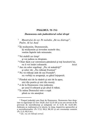 PSALMUL 75 (74) Dumnezeu este judecÃ£torul celui drept ...