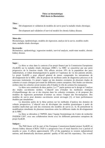 ThÃ¨se en biostatistique PhD thesis in Biostatistics Titre ... - Isped