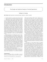Design and Statistical Analysis of Animal Experiments